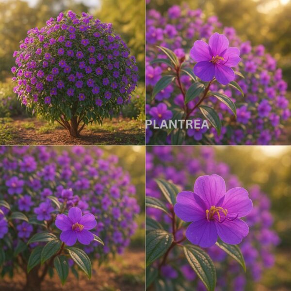 melastoma purple plant – hardy flowering shrub | five petaled purple flowers for borders & landscapes