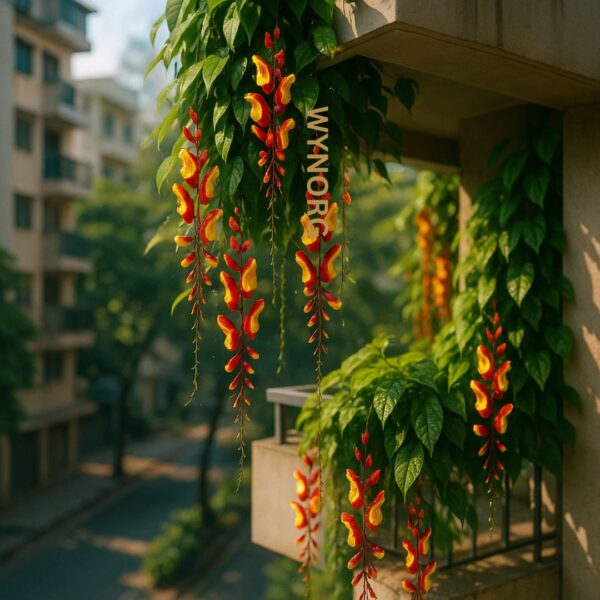 lady shoe creeper plant – exotic hanging flowering vine (thunbergia mysorensis)
