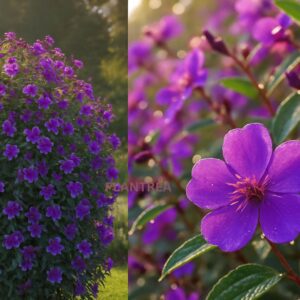 melastoma purple plant – hardy flowering shrub | five petaled purple flowers for borders & landscapes