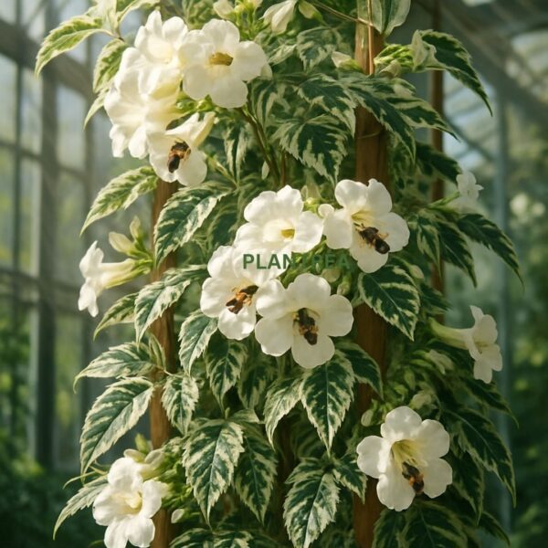 tecoma variegated plant | live ornamental shrub with white flowers & variegated foliage | indoor outdoor garden plant tecoma variegated plant | live ornamental shrub with white flowers & variegated foliage | indoor outdoor garden plant