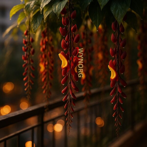 lady shoe creeper plant – exotic hanging flowering vine (thunbergia mysorensis)