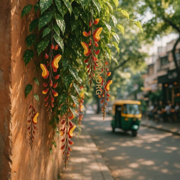 lady shoe creeper plant – exotic hanging flowering vine (thunbergia mysorensis)