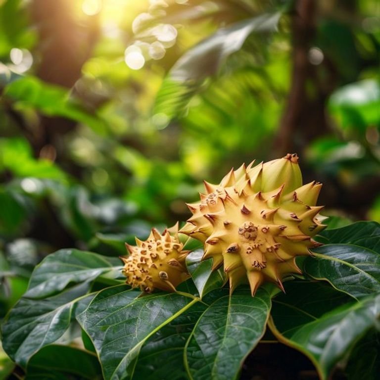 botanical photography of abiu visual appearance abiu tropical plant with lush green foliage locat