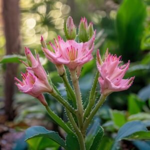 botanical photography of adenium adenium obesum visual appearance thick swollen succulent caudex