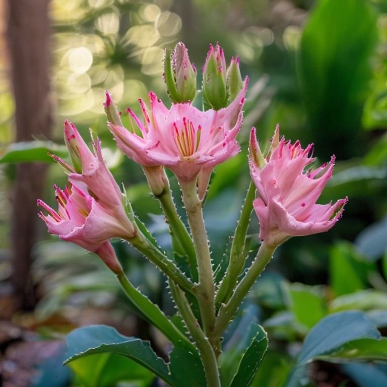 botanical photography of adenium adenium obesum visual appearance thick swollen succulent caudex