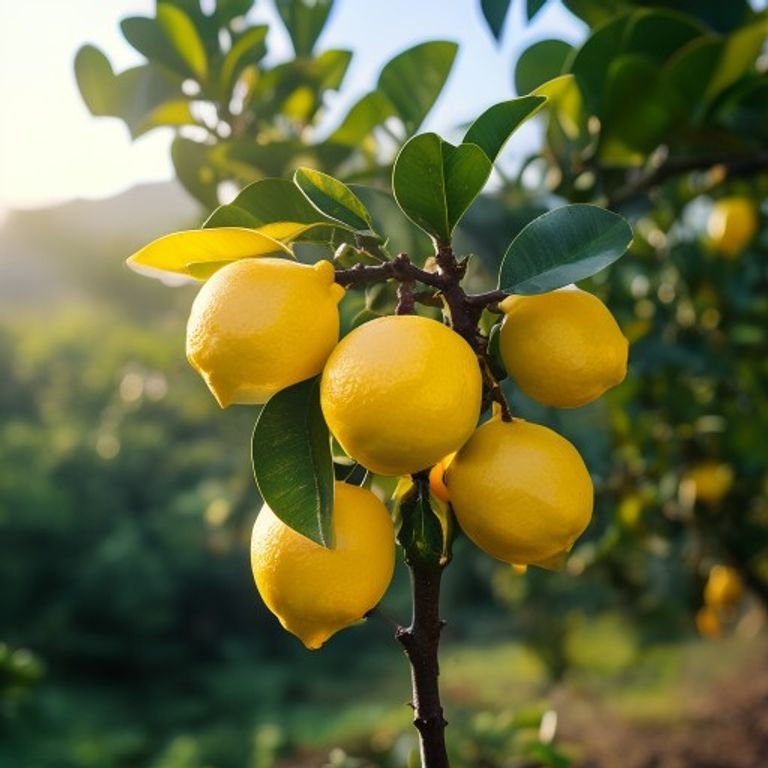 botanical photography of assam lemon visual appearance bright yellow oval lemon fruits on small th
