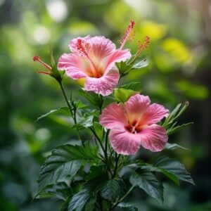botanical photography of hibiscus hibiscus rosa sinensis visual appearance large trumpet shaped