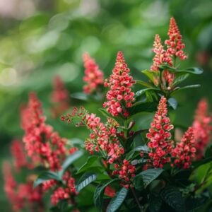 botanical photography of ixora ixora coccinea visual appearance dense rounded clusters of tiny b
