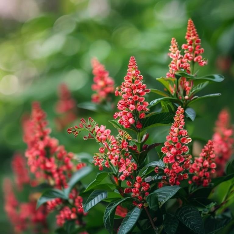 botanical photography of ixora ixora coccinea visual appearance dense rounded clusters of tiny b