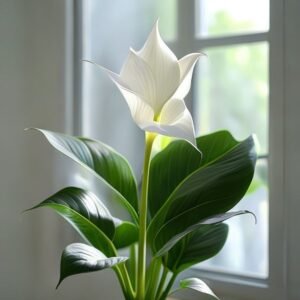 botanical photography of peace lily spathiphyllum wallisii visual appearance elegant white sail