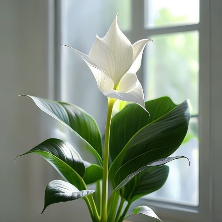 botanical photography of peace lily spathiphyllum wallisii visual appearance elegant white sail