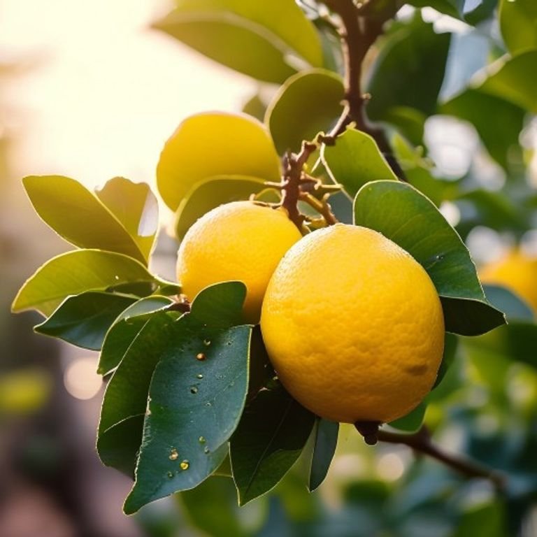 botanical photography of red lemon visual appearance bright yellow oval lemon fruits on small thor