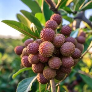botanical photography of ruby longan visual appearance small round tan brown longan fruits in dens