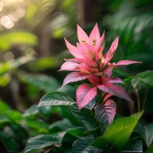 botanical photography of thechi pink visual appearance thechi pink tropical plant with lush green